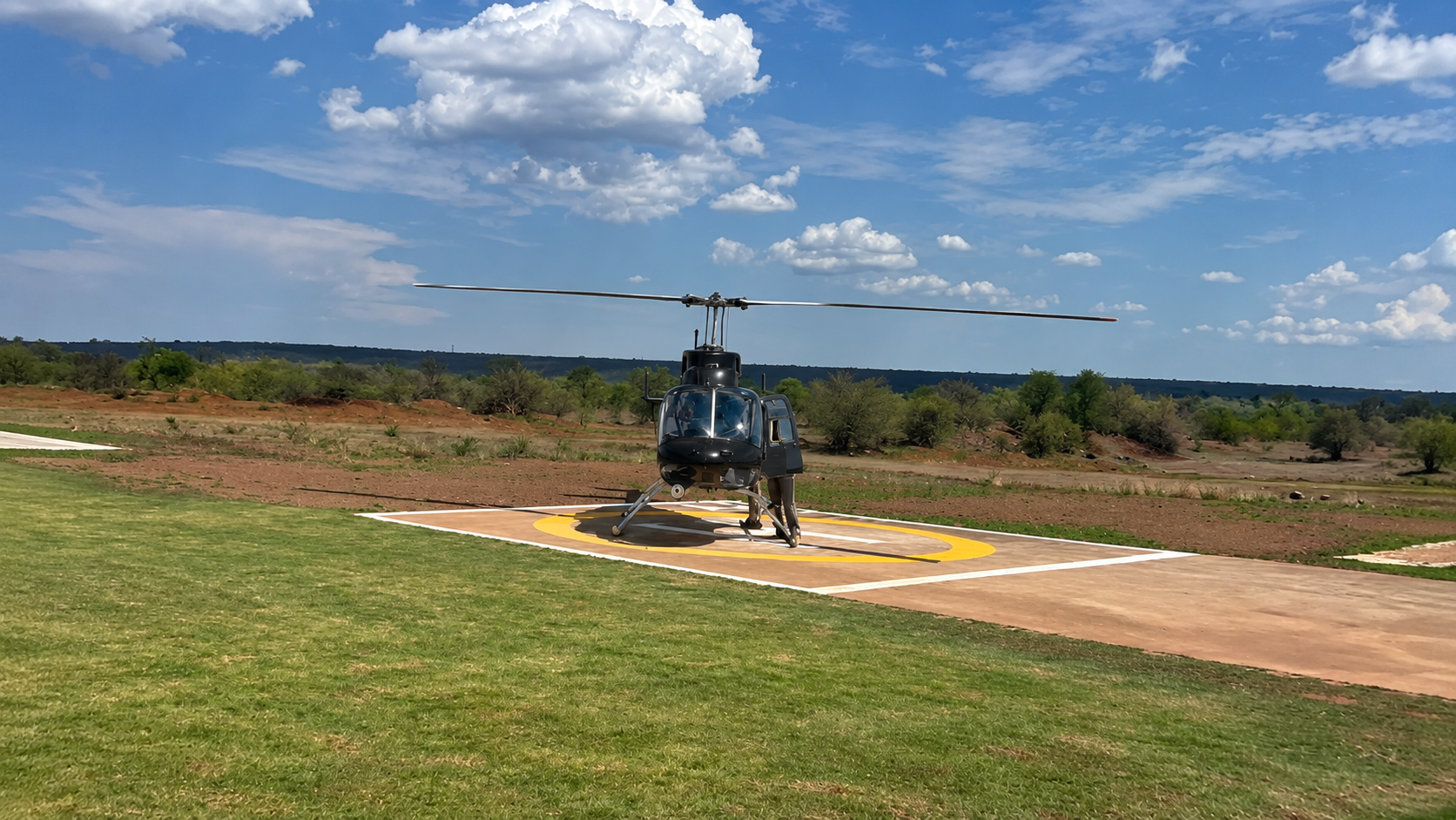 Helicopter at the landing pad